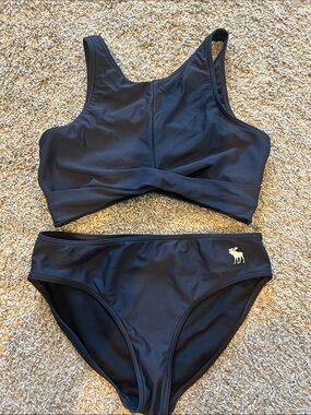 abercrombie kids Navy Two-Piece High-Neck Bikini Set